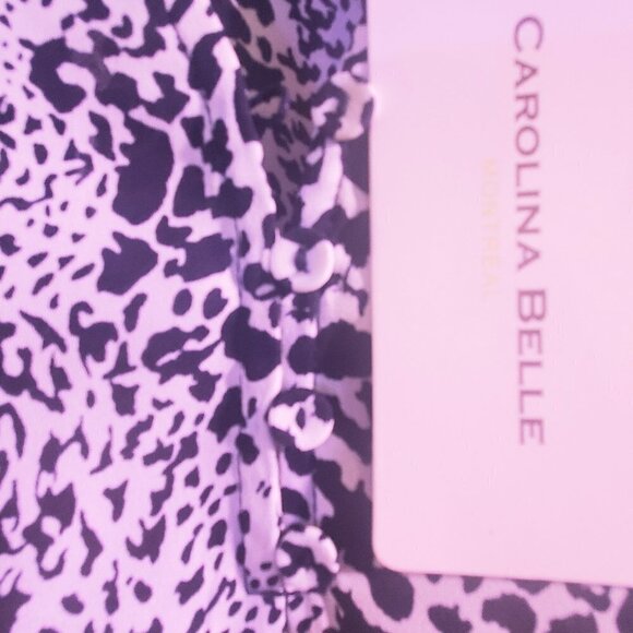 CAROLINA BELLE Cap Sleeve Animal Print Blouse Black | Off White Size Small Top - Picture 2 of 7